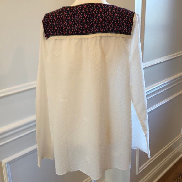 Matilda Jane White Eyelit Top with Black V-Neck - Picture 6 of 10